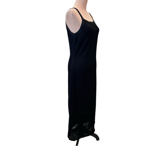 Theory Textured Knit Pointelle Midi Dress Sleeveless Straight Fit Black M NWT - Picture 9 of 14